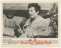 6g202 DIVORCE - ITALIAN STYLE LC '62 great close up of seated Marcello Mastroianni with gun!