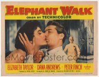 6g222 ELEPHANT WALK LC #4 '54 close up of sexy Elizabeth Taylor & Peter Finch kissing!