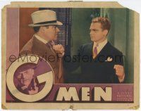 6g276 G-MEN LC '35 tough guy government agent James Cagney about to punch Edwin Maxwell!