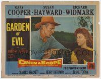 6g257 GARDEN OF EVIL LC #5 '54 close up of Gary Cooper staring at sexy Susan Hayward!