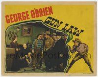 6g297 GUN LAW LC '38 sheriff George O'Brien & crowd look at priest with fallen old man!