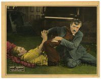 6g301 HEADIN' WEST LC '22 close up of cowboy Hoot Gibson fighting bad guy on the ground!