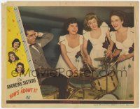 6g326 HOW'S ABOUT IT LC '43 the Andrews Sisters clowning around on Buddy Rich's drums!