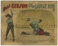 6g403 LARIAT KID LC '29 cowboy hero Hoot Gibson takes bad guy to the ground & restrains him!