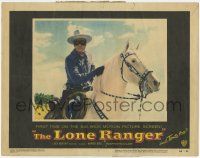 6g441 LONE RANGER LC #1 '56 great close portrait of masked Clayton Moore riding his horse Silver!