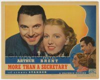 6g533 MORE THAN A SECRETARY LC '36 great smiling portrait of George Brent & pretty Jean Arthur!