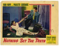 6g575 NOTHING BUT THE TRUTH LC '41 Bob Hope helps sexy Paulette Goddard get up after falling!