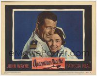 6g595 OPERATION PACIFIC LC #8 '51 great close up of Navy sailor John Wayne & nurse Patricia Neal!