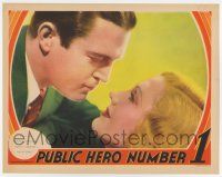 6g634 PUBLIC HERO NUMBER 1 LC '35 romantic close up of Chester Morris & pretty Jean Arthur!