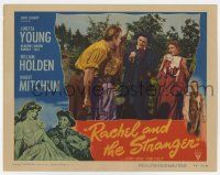 6g636 RACHEL & THE STRANGER LC #3 '48 Loretta Young, William Holden & Robert Mitchum by horse!