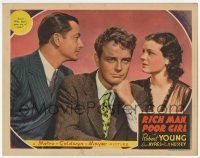 6g660 RICH MAN, POOR GIRL LC '38 pretty Ruth Hussey stares at Robert Young behind Lew Ayres' back!