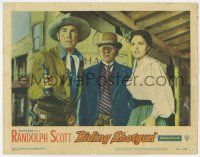 6g662 RIDING SHOTGUN LC #2 '54 old man between cowboy Randolph Scott with gun & Joan Weldon!