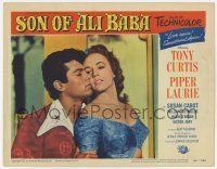 6g750 SON OF ALI BABA LC #5 '52 best romantic close up of Tony Curtis & sexy Piper Laurie!