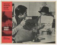 6g769 STOLEN KISSES LC #1 '69 Truffaut, smoking Jean-Pierre Leaud with old man behind newspaper!