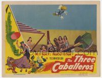 6g846 THREE CABALLEROS LC '44 great cartoon image of Donald Duck flying in air off see-saw!