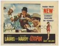 6g912 UTOPIA LC #6 '54 great image of Stan Laurel eating pasta with chef on ship!