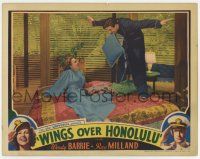 6g963 WINGS OVER HONOLULU LC '37 Ray Milland w/pillow in mouth pretends to fly over Wendy Barrie!