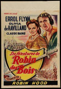 6j124 ADVENTURES OF ROBIN HOOD Belgian R50s art of Errol Flynn & Olivia De Havilland!