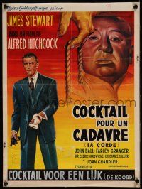 6j148 ROPE Belgian R60s cool art of James Stewart & director Alfred Hitchcock shown!