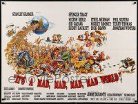6j214 IT'S A MAD, MAD, MAD, MAD WORLD style B British quad '64 art of cast on Earth by Jack Davis!