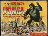 6j217 KONGA British quad '61 great artwork of giant angry ape terrorizing city by Reynold Brown!