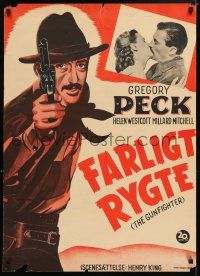 6j247 GUNFIGHTER Danish '52 Gregory Peck's only friends were his guns, great outlaw image!