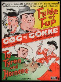 6j251 JITTERBUGS/BULLFIGHTERS Danish '50s wacky art from Laurel & Hardy double-feature!