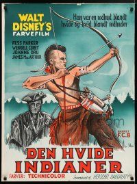 6j257 LIGHT IN THE FOREST Danish '58 Disney, full-length art of Native American James MacArthur!