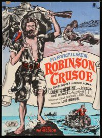 6j265 ROBINSON CRUSOE Danish '54 Luis Bunuel, Wenzel art of hero Dan O'Herlihy!