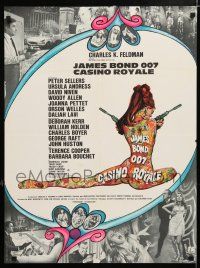 6j161 CASINO ROYALE French 23x31 '67 all-star Bond spy spoof, psychedelic art + photo montage!