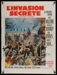 6j172 SECRET INVASION French 24x32 '64 Stewart Granger, Vallone, Mickey Rooney, Howard Terpning art!