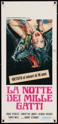 6j540 NIGHT OF A THOUSAND CATS Italian locandina '75 cool horror art by Luca Crovato!