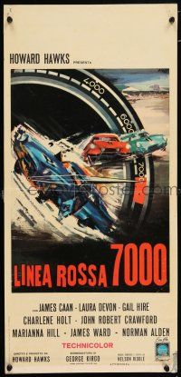 6j550 RED LINE 7000 Italian locandina '66 Howard Hawks, best different car racing art by Avelli!