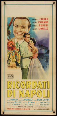 6j552 RICORDATI DI NAPOLI Italian locandina '58 romantic artwork by Carlantonio Longi!
