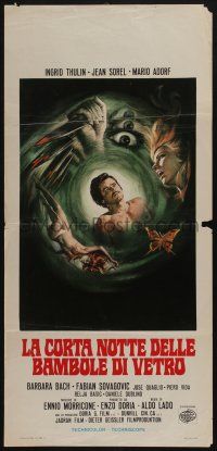 6j558 SHORT NIGHT OF GLASS DOLLS Italian locandina '72 cool bizarre Casaro horror artwork!