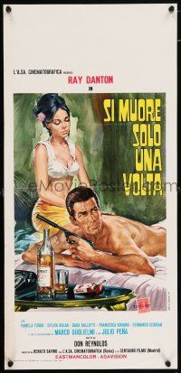 6j559 SI MUORE SOLO UNA VOLTA Italian locandina '67 Giancarlo Romitelli, Ray Danton, sexy art!