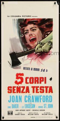 6j565 STRAIT-JACKET Italian locandina '64 ax murderer Joan Crawford, directed by William Castle!
