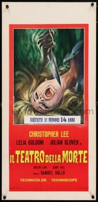 6j567 THEATRE OF DEATH Italian locandina '70 Christopher Lee will disgust & repel weak, Blood Fiend!