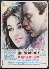 6j081 MAN & A WOMAN Spanish R74 Claude Lelouch's Un homme et une femme, Anouk Aimee, Trintignant
