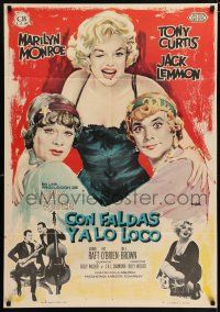 6j092 SOME LIKE IT HOT Spanish '63 Marilyn Monroe with Tony Curtis & Jack Lemmon, different!