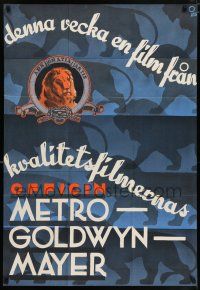 6j036 METRO-GOLDWYN-MAYER Swedish '60s cool Gosta Aberg art of the MGM lion and logo!