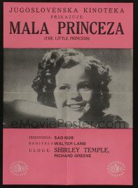 6j650 LITTLE PRINCESS Yugoslavian 19x26 '60s cool different close up image of Shirley Temple