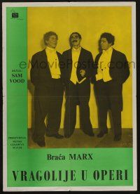 6j663 NIGHT AT THE OPERA Yugoslavian 20x28 '62 Groucho Marx, Chico Marx, Harpo Marx!