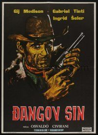 6j673 RETURN OF DJANGO Yugoslavian 20x27 '67 cool spaghetti western art of Guy Madison with gun!