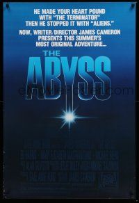 6k015 ABYSS dark credits style 1sh '89 James Cameron, Ed Harris, Mary Elizabeth Mastrantonio!