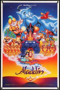 6k020 ALADDIN DS 1sh '92 classic Walt Disney Arabian fantasy cartoon, great art of cast!