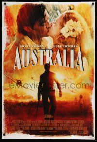 6k052 AUSTRALIA style E int'l DS 1sh '08 Hugh Jackman & Nicole Kidman kissing in the rain!