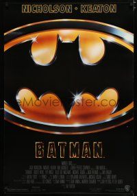 6k059 BATMAN 1sh '89 Michael Keaton, Jack Nicholson, directed by Tim Burton!
