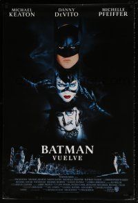 6k063 BATMAN RETURNS Spanish/U.S. 1sh '92 Tim Burton, cool shadowy bat image!