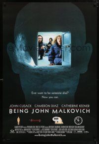 6k067 BEING JOHN MALKOVICH door style 1sh '99 Spike Jonze directed, Cusack, Cameron Diaz!